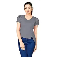 SAYONA ART Women's Indo-Westernd Polyester  Cotton Fancy Solid Top (Black)-thumb3