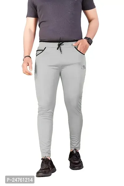 SAYONA ART Men's Slim Fit Track Pants Lycra Stretchable Regular Fit Joggers (Grey) Size:-Medium