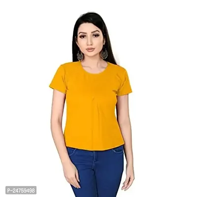 SAYONA ART Women's Indo-Westernd Polyester  Cotton Fancy Solid Top. [Yellow] Size: X-Small