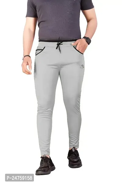 SAYONA ART Men's Slim Fit Track Pants Lycra Stretchable Regular Fit Joggers (Grey) Size:-X-Large