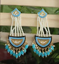 SAYONA ART Pearl diamond earrings Copper Stud Earring Traditional Jhumka For Women (Light Blue).-thumb1