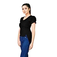 SAYONA ART Women's Indo-Westernd Polyester  Cotton Fancy Solid Top (Black)-thumb4