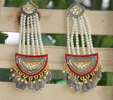 SAYONA ART Pearl diamond earrings Copper Stud Earring Traditional Jhumka For Women (Grey).-thumb1