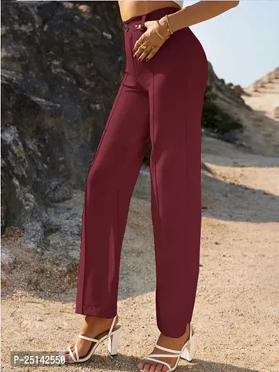 Classic Cotton Blend  Solid Trouser for Women