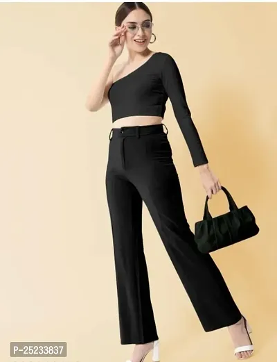 Elegant BLACK cotton blend  lupi trousers for women-thumb0