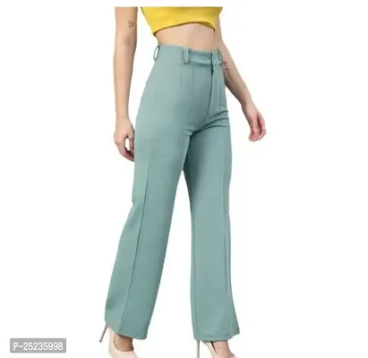 Classic Cotton Blend Solid Trouser Pants for Women-thumb0