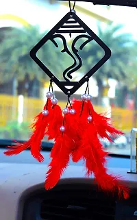 HOME FABLE Dream Catcher for Car Interior Rearview Mirror Hanging Decor Made Acrylic and Nature Feather (Pack of 2)-thumb4