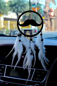 HOME FABLE Dream Catcher for Car Interior Rearview Mirror Hanging Decor Made Acrylic and Nature Feather (Pack of 2)-thumb1