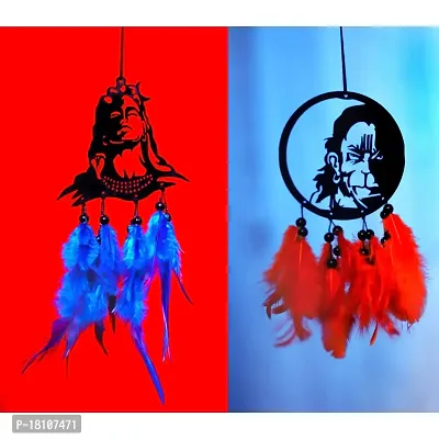 HOME FABLE Dream Catcher for Car Interior Rearview Mirror Hanging Decor Made Acrylic and Nature Feather (Pack of 2)-thumb0