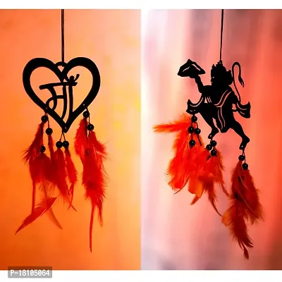 HOME FABLE Dream Catcher for Car Interior Rearview Mirror Hanging Decor Made Acrylic and Nature Feather (Pack of 2)