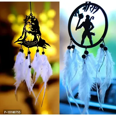 HOME FABLE Dream Catcher for Car Interior Rearview Mirror Hanging Decor Made Acrylic and Nature Feather (Pack of 2)