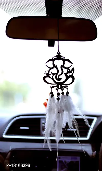 HOME FABLE Dream Catcher for Car Interior Rearview Mirror Hanging Decor Made Acrylic and Nature Feather (Pack of 2)-thumb4