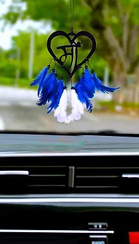 HOME FABLE Dream Catcher Car for Interior Rearview Mirror Hanging Decor Made Acrylic and Nature Feather (Pack of 2)-thumb1