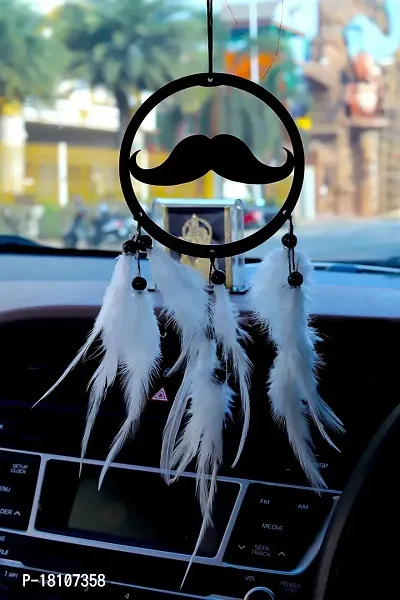 HOME FABLE Dream Catcher for Car Interior Rearview Mirror Hanging Decor Made Acrylic and Nature Feather (Pack of 2)-thumb4