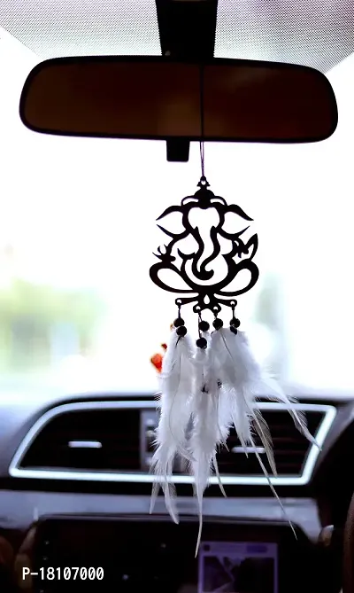 HOME FABLE Dream Catcher Car for Interior Rearview Mirror Hanging Decor Made Acrylic and Nature Feather (Pack of 2)-thumb4