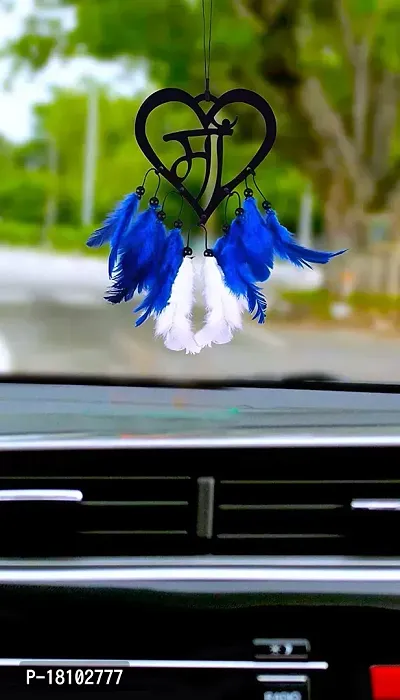 HOME FABLE Dream Catcher for Car Interior Rearview Mirror Hanging Decor Made Acrylic and Nature Feather (Pack of 2)-thumb2