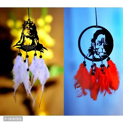 HOME FABLE Dream Catcher for Car Interior Rearview Mirror Hanging Decor Made Acrylic and Nature Feather (Pack of 2)