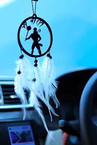 HOME FABLE Dream Catcher for Car Interior Rearview Mirror Hanging Decor Made Acrylic and Nature Feather (Pack of 2)-thumb1