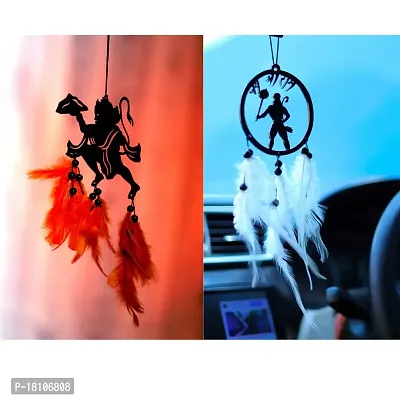 HOME FABLE Dream Catcher for Car Interior Rearview Mirror Hanging Decor Made Acrylic and Nature Feather (Pack of 2)