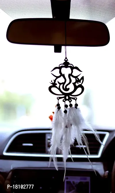 HOME FABLE Dream Catcher for Car Interior Rearview Mirror Hanging Decor Made Acrylic and Nature Feather (Pack of 2)-thumb5