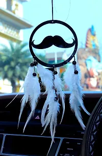 HOME FABLE Dream Catcher for Car Interior Rearview Mirror Hanging Decor Made Acrylic and Nature Feather (Pack of 2)-thumb1