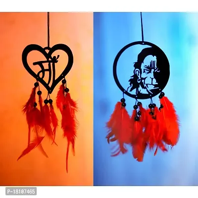 HOME FABLE Dream Catcher for Car Interior Rearview Mirror Hanging Decor Made Acrylic and Nature Feather (Pack of 2)