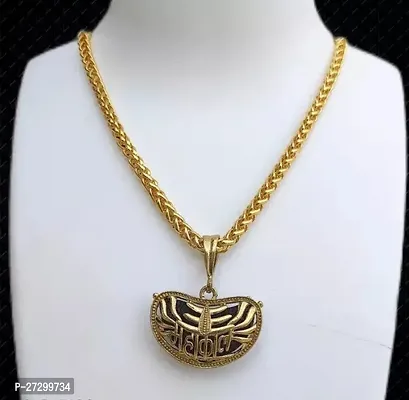 Alluring Golden Alloy Chain With Pendant For Men-thumb0