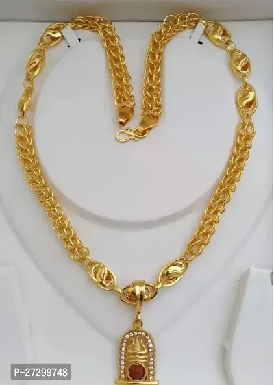 Alluring Golden Alloy Chain With Pendant For Men