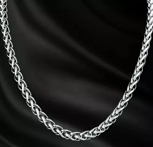 ?Stainless 22 Inch Long Chain Platinum Necklace Chain for Men Boys Stylish - (Silver White)