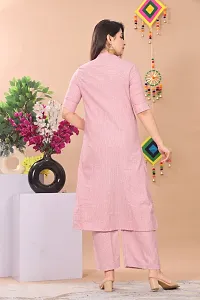 Beautiful A-Line Peach Solid Khadi Cotton Kurta Bottom Set For Women-thumb2