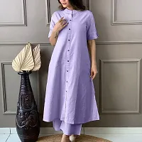 Elegant Lavender Striped Cotton Kurta with Palazzo Set For Women-thumb1