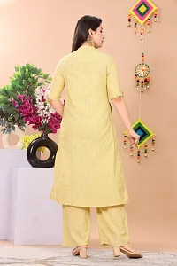 Beautiful A-Line Yellow Solid Khadi Cotton Kurta Bottom Set For Women-thumb1