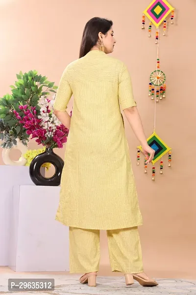 Beautiful A-Line Yellow Solid Khadi Cotton Kurta Bottom Set For Women-thumb2