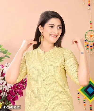 Beautiful A-Line Yellow Solid Khadi Cotton Kurta Bottom Set For Women-thumb3