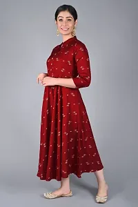 Stunning Red Rayon Printed Anarkali Kurta For Women-thumb1