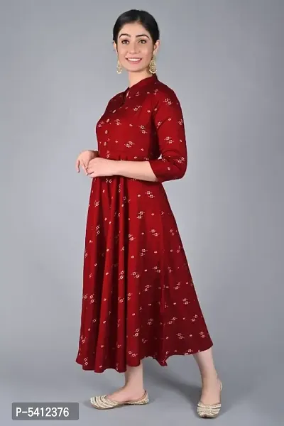 Stunning Red Rayon Printed Anarkali Kurta For Women-thumb2