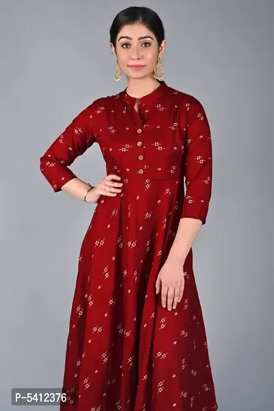 Stunning Red Rayon Printed Anarkali Kurta For Women-thumb5