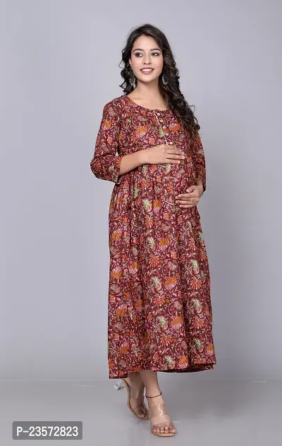 Pure Cotton Maternity For women Feeding Baby ethnic Gown-thumb3
