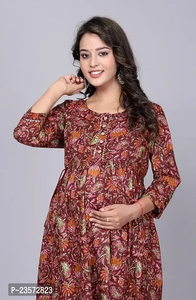 Pure Cotton Maternity For women Feeding Baby ethnic Gown-thumb4