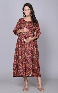 Pure Cotton Maternity For women Feeding Baby ethnic Gown-thumb1