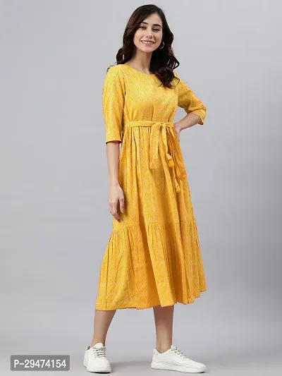 Beautiful Yellow Cotton Flared Kurta For Women-thumb3