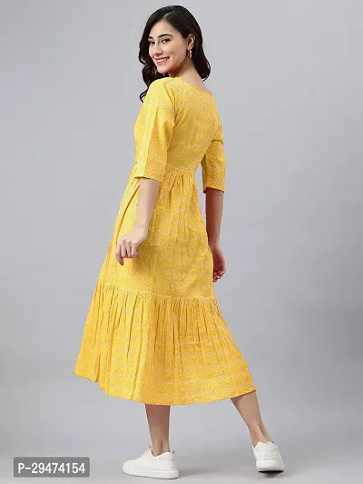 Beautiful Yellow Cotton Flared Kurta For Women-thumb4