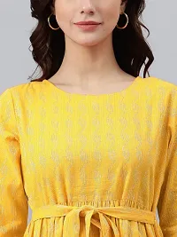 Beautiful Yellow Cotton Flared Kurta For Women-thumb4