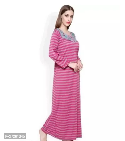 Fancy Pink Cotton Blend Nighty For Women-thumb0