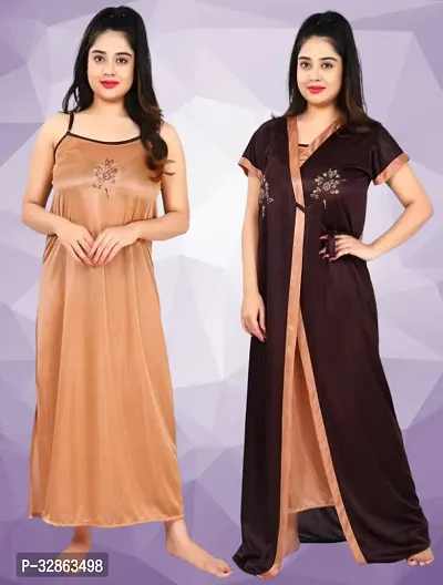 Comfy Satin Night Dress Set-thumb0