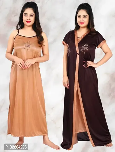 Comfy Satin Night Dress Set-thumb0