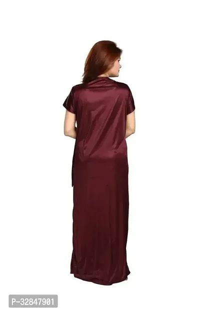 Elegant Satin Embroidered Nighty with Robe for Women-thumb4