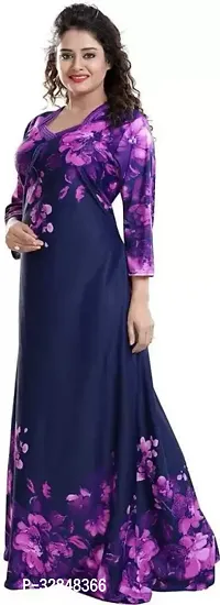 Elegant Satin Printed Nighty for Women-thumb3