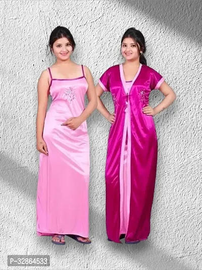 Comfy Satin Night Dress Set-thumb0