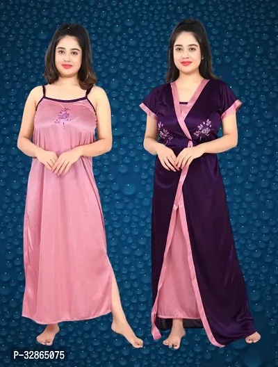 Comfy Satin Night Dress Set-thumb0